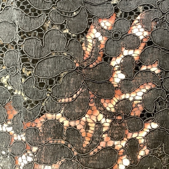 Tahari | Black Floral Embroidered Lace Sheer V-Neck Cardigan Jacket M - Picture 9 of 16